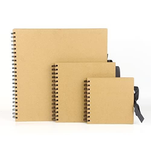 Small Brown Scrapbook Photo Album 100 Pages/50 Sheets, 200gsm Kraft Square Scrap book with Ribbon Closure – Ideal for Scrapbooking, Arts, Crafts and DIY (15x15 cm)