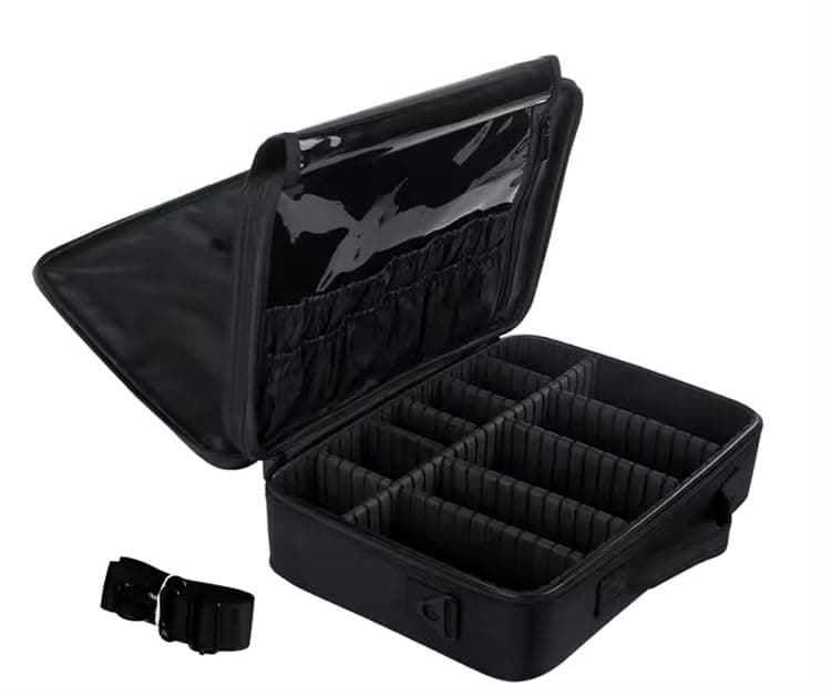 Large Capacity Makeup Case 3 Layers Cosmetic Organizer Brush bag Makeup Train Case Makeup Artist Box for Hair Curler Hair Straightener Brush Set and Cosmetics