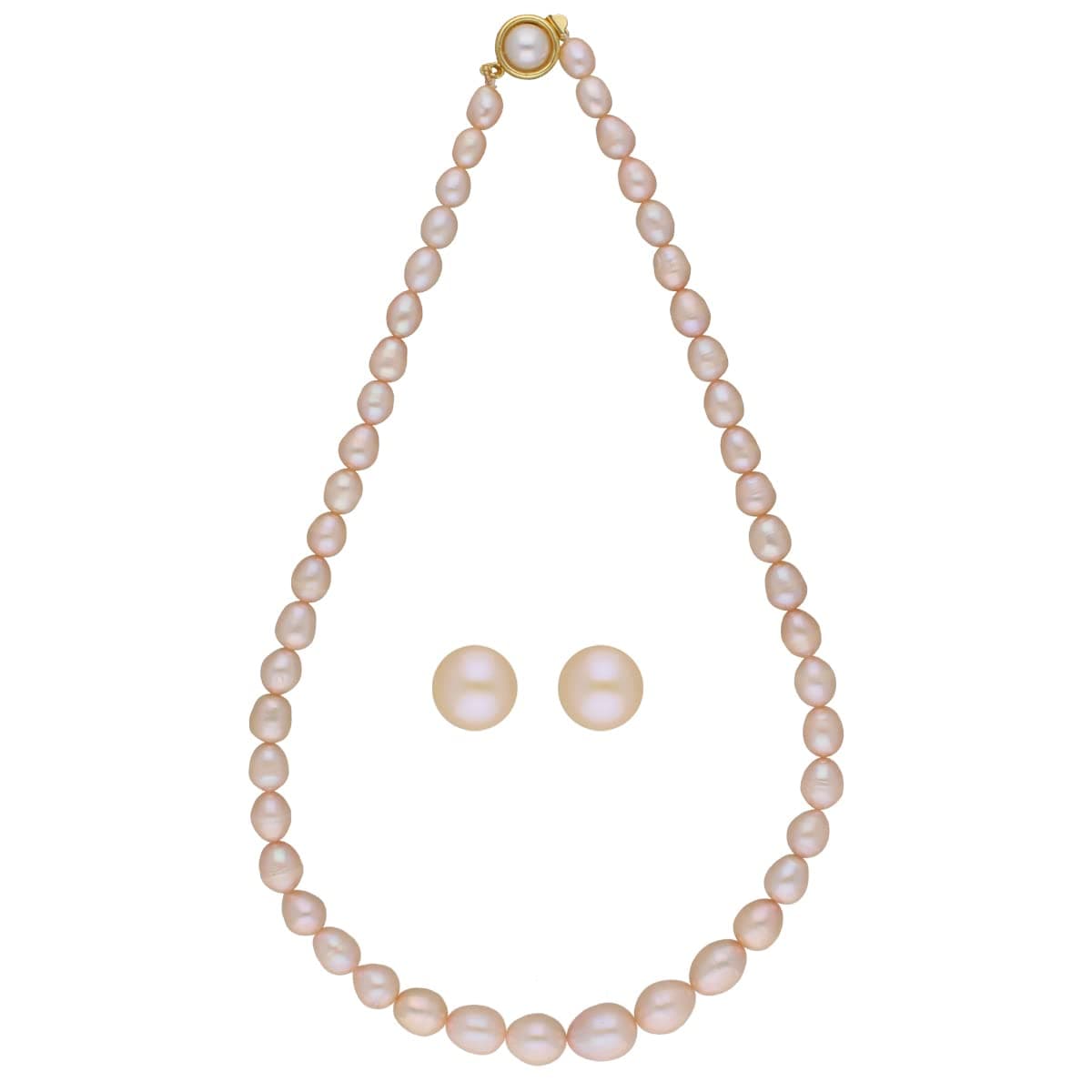 Sri Jagdamba Pearls DealerWhite Gold-Plated Single Line Graded Fresh Water Pearl Necklace Set for Women