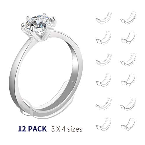 Invisible Ring Size Adjuster for Loose Rings Ring Sizer Reducer Fit Any Narrow Rings（12pcs 4sizes）