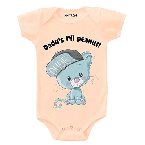 KNITROOTUnisex Baby Bodysuit for Toddler Half Sleeve White Color Dadu Lil Peanut