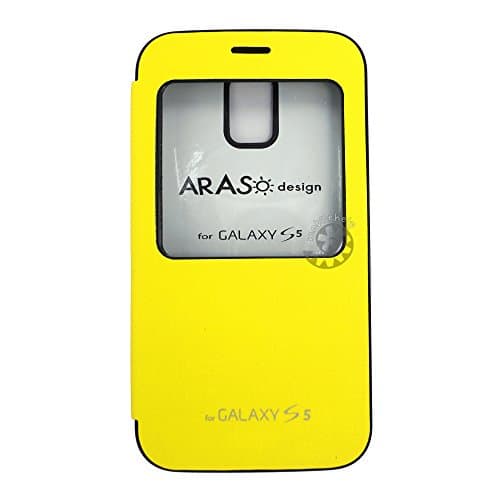 ARASO Style Bumper Flip Case for Samsung Galaxy S5 Anti-Shock Magnet Lock Bumper Cover (Yellow)
