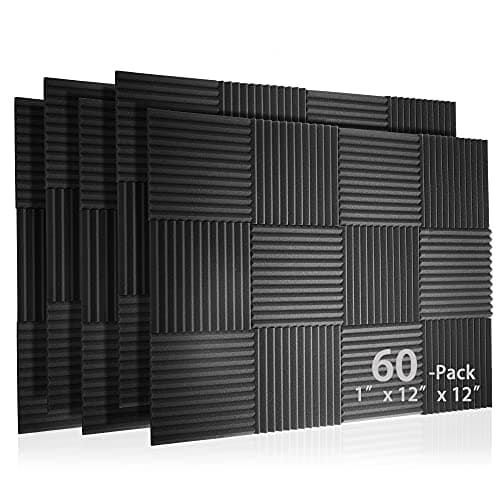 Winllyat 60 Pack Acoustic Panel Polyurethane Foam Sound Proof Acoustic Treatment Room Kit for Absorbing Sound on Walls, 1" X 12" X 12" Sound-Proof Material for Home Studio Ceiling (60 Pack) (60PCS)