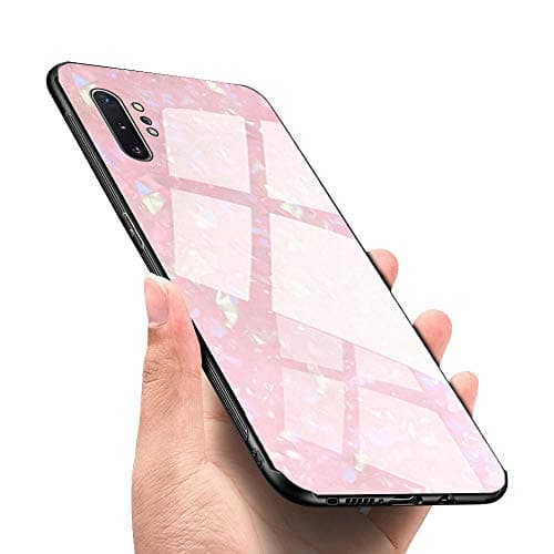 Luhuanx Samsung Galaxy Note 10 Plus Case,Note 10+ Plus Case,Tempered Glass with Conch Pattern Back+TPU Frame Hybrid Shell Slim Case Galaxy Note10 Plus Case(2019) Anti-Drop