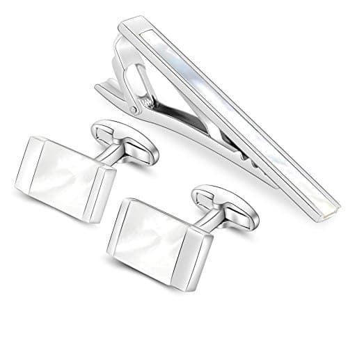 Merit Ocean Classic Cuff Links and Tie Clip Set for Mens Cufflinks French Dress Shirts with Gift Box