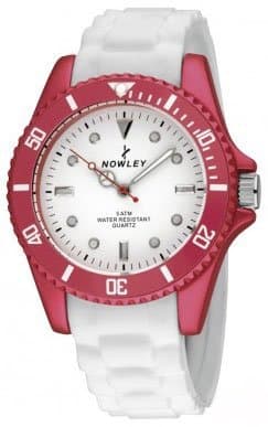 Watch Nowley 8 – 5305 – 0-1 – Women's Watch 5 ATM with Metal Box Painted in Red and White Silicone Strap.