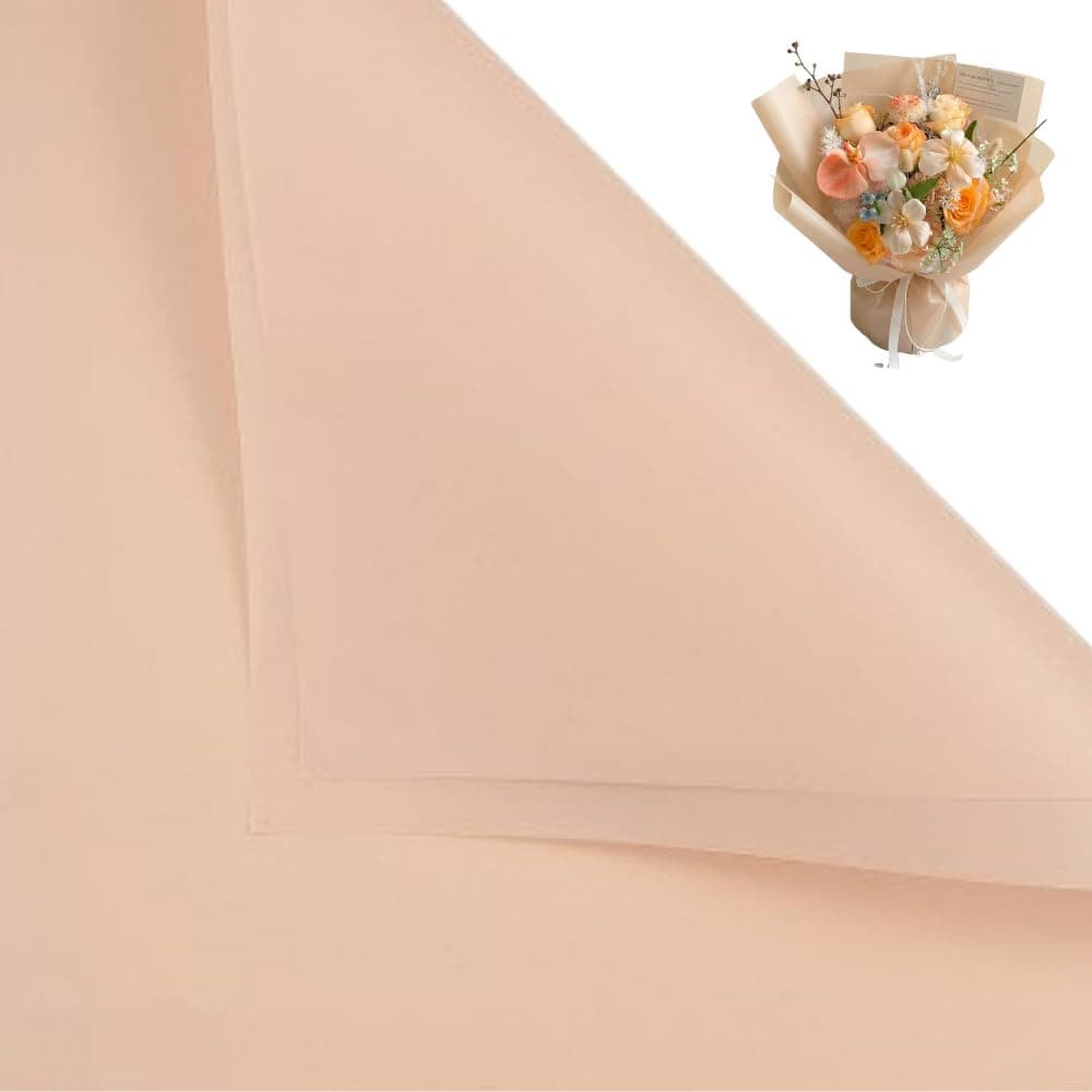 Korean Style Flower Wrapping Paper Floral Bouquet Wraps Gift Packaging Florist Supplies 20 Counts (Light peach)