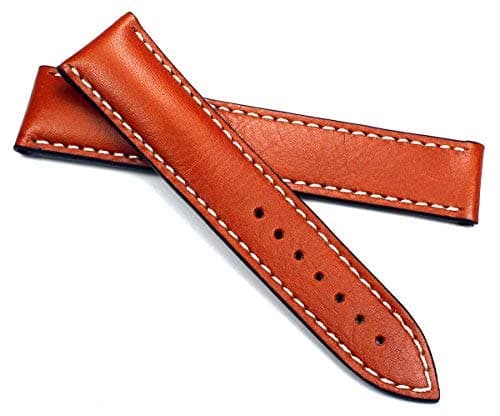 Rios handmade leather bracelet - White stitching - 22/18 mm - For Omega - Elegant look - Brown, cognac, black