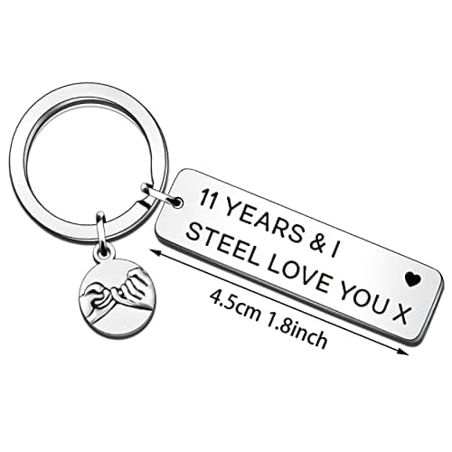 11 Year Wedding Anniversary Keyring Gifts for Her Him Husband Wife Funny 11th Anniversary Gifs for Men Women from Wifey Hubby Boyfriend Girlfriend Couple Christmas Birthday Gifts