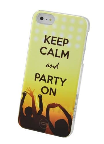 CIRCLE CASE (TM) #circlecase Keep Calm and Party On Hands In The Air Back Hard Case for iPhone 5 / 5S - Glossy - (Yellow White Black Brown) (EAN CODE : 9868561811807)