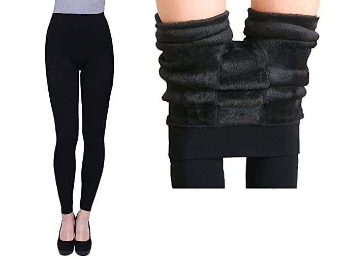 LA Zone Winter Ankle Length Stretchable Women Warm Thick Fur Lined Fleece Winter Thermal Soft Legging Tights Stocking - Slim Fit