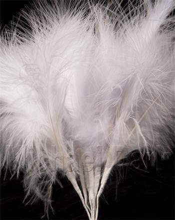 6 White Fluff Feathers (3 feathers per stem)