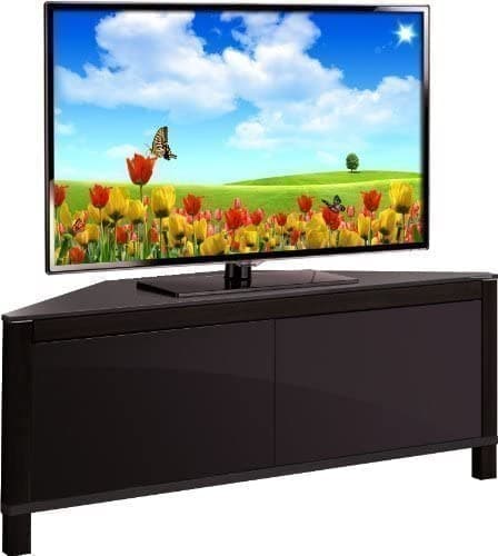 Volans Tru-Corner Remote Friendly Beam Thru Glass Walnut/Black Reversible Panel 2-Door LCD/Plasma/LED TV Corner Cabinet