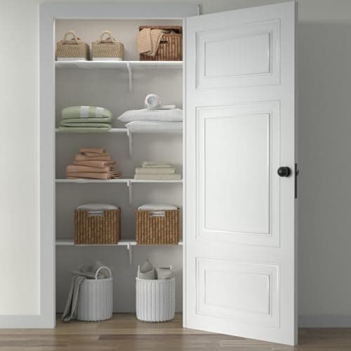 EZ Shelf - Expandable Linen Closet Shelves - 4 Pack of 28 to 48" Expandable Linen Shelves - White - Strong, Holds 100lbs/shelf - Easy to Install to 2 Side Walls- Wire Shelving Alternative