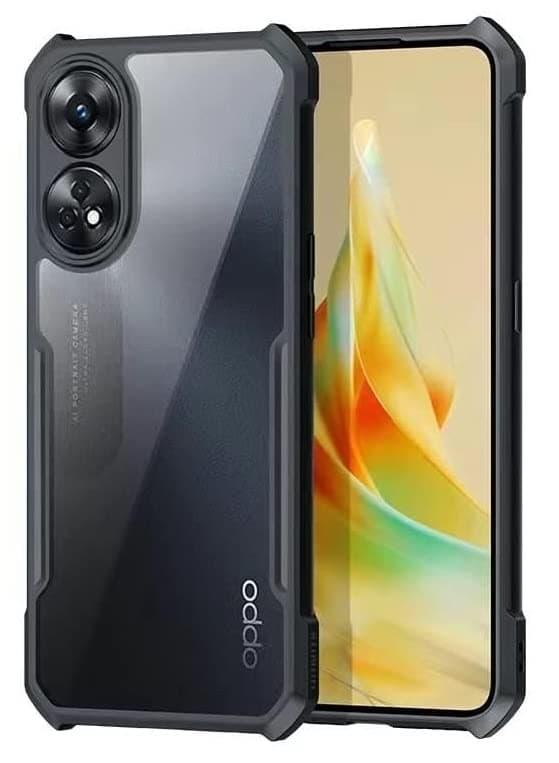 Gorilion Back Cover for [ Oppo Reno8 T 5G / Reno 8T 5G ] Acrylic Back Cover Case for [ Oppo Reno8 T 5G / Reno 8T 5G ] | All-round Protection | Black Bumper - Transparent