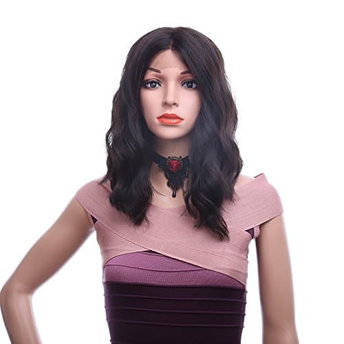 16Inch Lace Front Wig For Black Women Synthetic Wigs for Women Loose Wave Long Wavy Side Parting Heat Resistant Replacement Wigs Short Shoulder Length Brown Color (16Inch Wavy Brown)