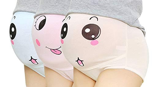 Cotton Whisper 3 Pack Pregnancy Maternity Printing Smile Adjustable (S / 3XL)