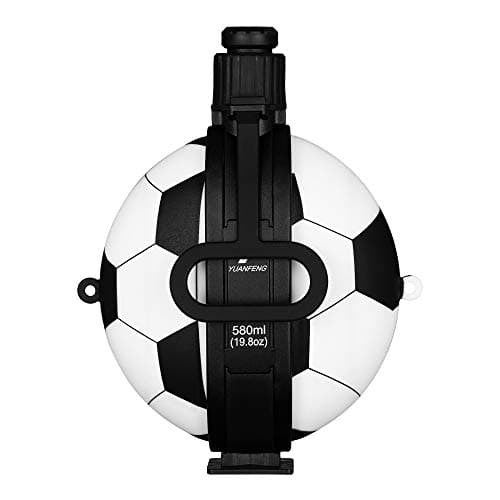 Collapsible Water Bottle, YUANFENG BPA Free Silicone Football Style Folding Canteen Sport Water Kettle with Compass Bottle Cap for Hiking/Camping/Cycling/Travel 19.8 oz. (19.8 oz, White)