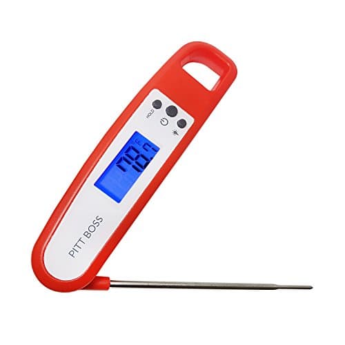 Pitt Boss Instant Read Digital Meat Thermometer | Water Resistant Electric Temperature Probe for BBQ Cooking Grilling and Kitchen Baking with Large Backlight LED Display and Magnetic Backing