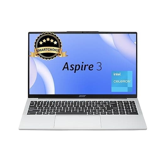 acer [SmartChoice Aspire 3 Laptop Intel Core Celeron N4500 Processor Laptop (8 GB LPDDR4X SDRAM/256 GB SSD/Win11 Home/38 WHR/HD Webcam) A325-45 with 39.63 cm (15.6") HD Display, Pure Silver, 1.5 KG