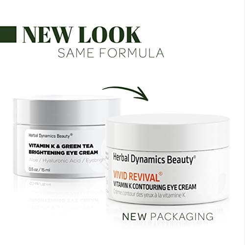 HD Beauty Vivid Revival® Vitamin K Contouring Under Eye Cream for Undereye Circles, Puffiness, and Fine Lines with Hyaluronic Acid and Organic Aloe Vera, 0.5oz