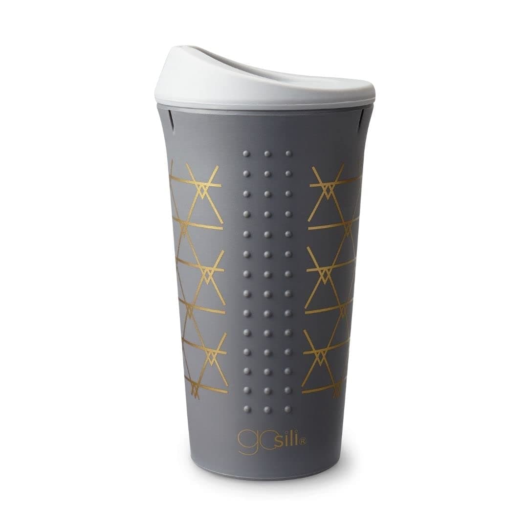 GoSili GSCOFF08 Silicone Coffee and Tea to-Go Cup, Grey Print