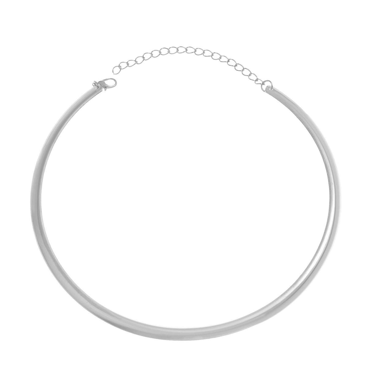 Collar Necklace for Woman Trendy Silver Choker Necklaces for Woman Statement Open Round Collar Choker Necklace