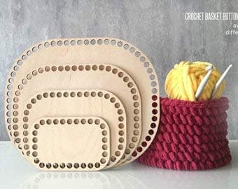 Rounded Rectangle Crochet basket bottoms - Laser cut wood