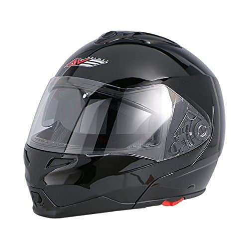 AVE A-20 Atom Modular Flip-Up Motorcycle Helmet and Drop Down Sun Visor (Black, Large)