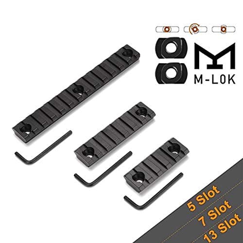 LIIPOR M-Lok Picatinny Rail， 5-Slot 7-Slot 13-Slot Lightweight M-Lok Aluminum Picatinny Rail Section Accessories for M-LOK System with 7 T-Nuts & 7 Screws & 3 Allen Wrench, 3 Pack