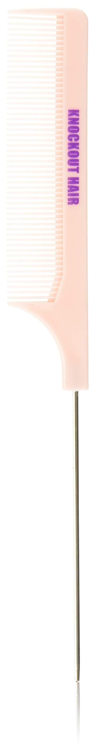 Rat Tail Comb, Metal Tail Pin, Plastic Comb, 2 Pack, Light Pink by Knockout Hair