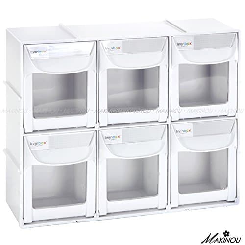 Drawer Plastic Bin Parts Storage Organizer Cabinet House Storage Boxes (6 Drawer, White)
