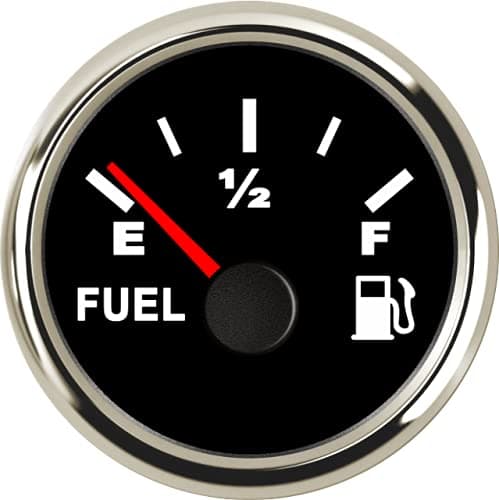 100TECH Marine Fuel Gauge for Boat & Car - Diesel & Gas - Backlit, 240-33ohm, Black