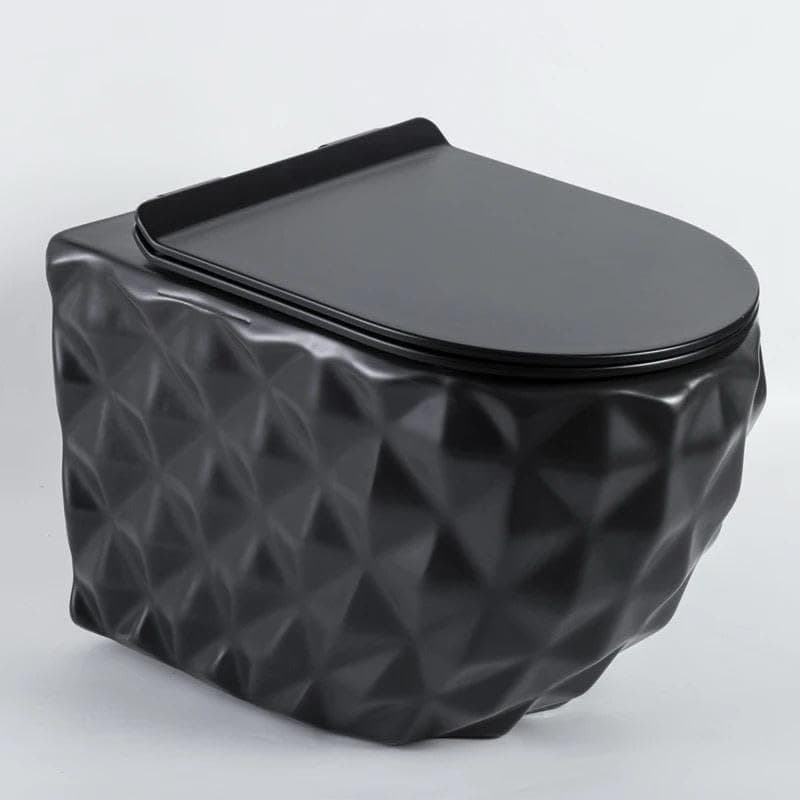 Ceramic Commode Wall Mount/Wall Hung Western Toilet/Wc European Commode For Bathrooms With Soft Close Seat Cover (530X360X360 MM, BLACK MATT) BTT-WH-63