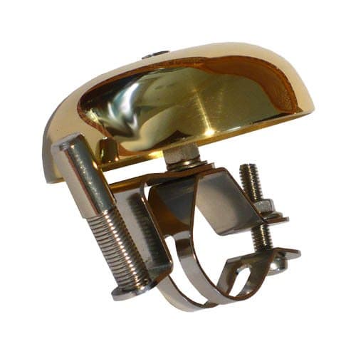 Retro Brass Bicycle Bell, made in England, 26-32mm stainless steel handlebar clamp & fittings, polished solid brass dome, loud musical sound