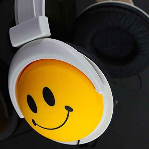 Happy Headphones, Show The World How Happy You are Smiling Face Over Ear Headphones, Yellow