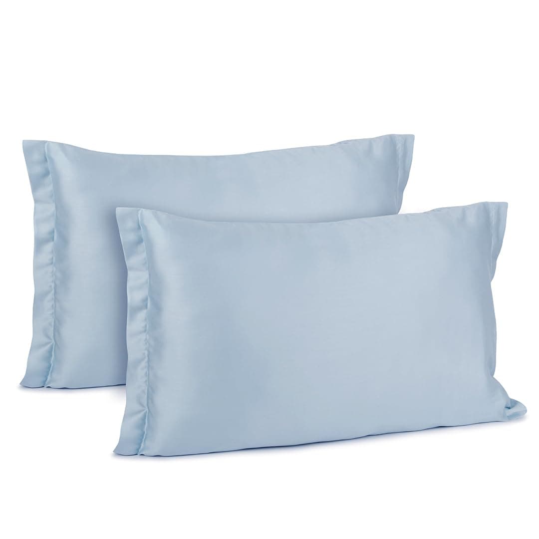 MUSHBamboo Pillow Cover Set of 2 | 100% Bamboo Pillow Cover for Hair and Skin | Breathable, Silky Soft and Cooling Envelope Pillowcases for Hot Sleepers & Night Sweats | 17"x27" (250 TC, Pastel Blue)