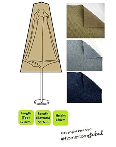 HomeStore Global Parasol cover in Brown (Regular size) - Thick & Durable high-quality 600D Polyester Canvas with double stitched seams for extra strength, All-weather resistant and anti-humidity - Size : Top 17.8, bottom 59.7 x (L) 150cm