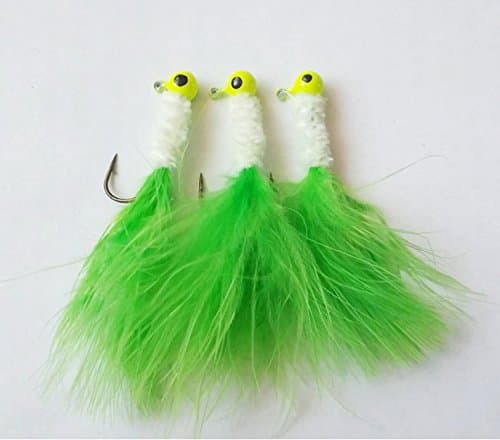 10pcs Crappie Jigs Fishing Jig Heads with Feather 5 Colors for Panfish Bass Pike Walleye
