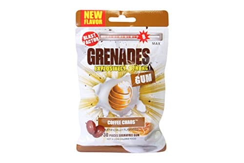 Grenades, Explosively Intense Sugar Free Chewing Gum (Coffee Chaos, 1 Pack)