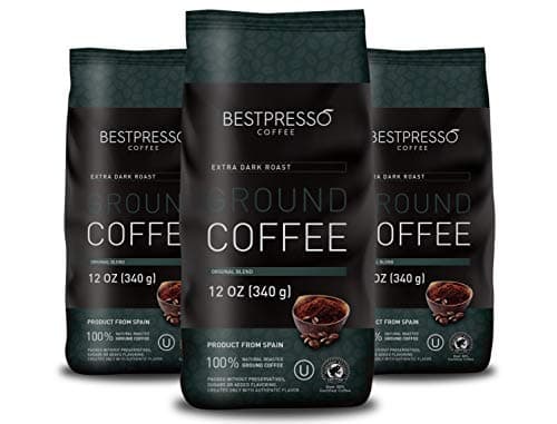 Bestpresso Ground Coffee (Extra Dark Roast, 12 Ounce (Pack of 3))