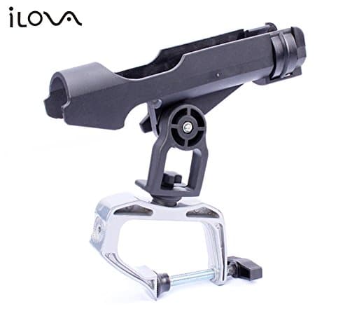 ILOVA Fishing Boat Rods Holder 360 Degree Adjustable Fishing Rod Racks with Large Clamp Opening Folding Holder