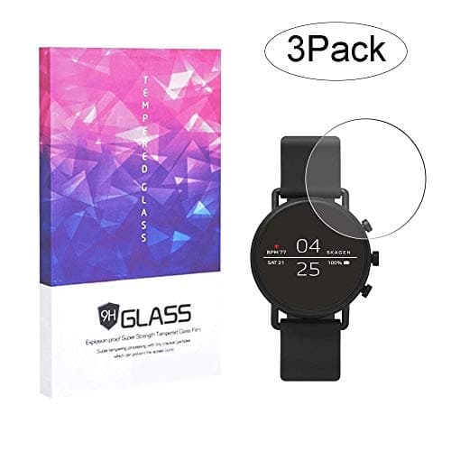 Tempered Glass Screen Protector Compatible with Skagen Falster 2 Smartwatch Protector,Fossil Smart Watch 9H HD Tempered Glass Screen Cover(3pack)