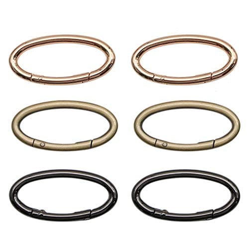 WSSROGY 6 Pack 31x64mm Spring Oval Rings - 3 Colors Oval Carabiner Snap Clip Trigger Spring Keyring Buckle Oval Ring for Bags Purses DIY Craft Project