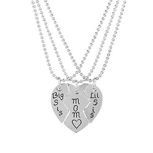 Yee Yeung Mother Daughter Jewelry Big Sis Lil Sis Mom Broken Heart Puzzle Necklace Set(YY39-4)