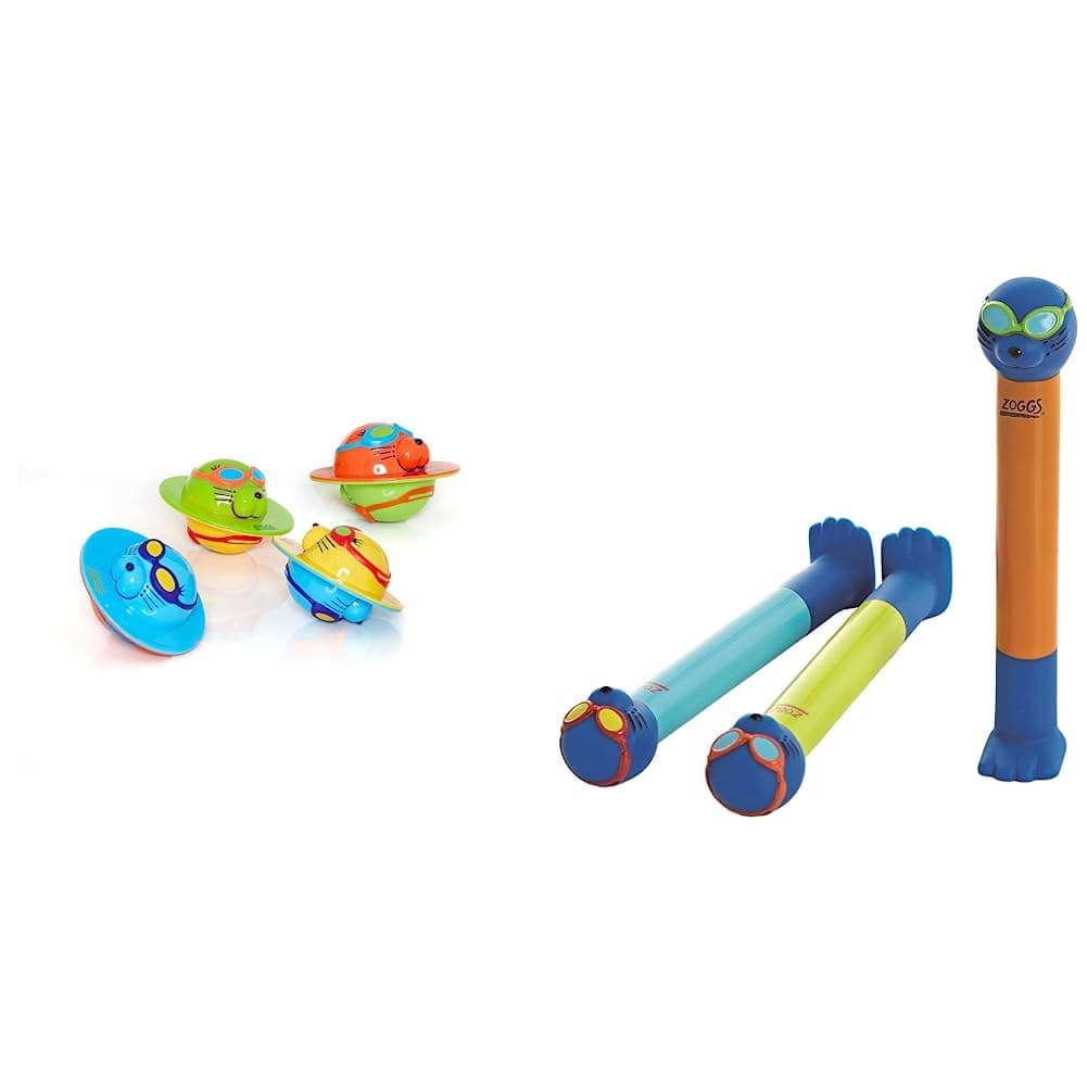 Unisex Baby 4 Pack Kids Seal Flips & Dive Sticks Pool Toys, Multicolour, One Size UK, Age 3+ Months, Includes Seal Flips & Dive Sticks