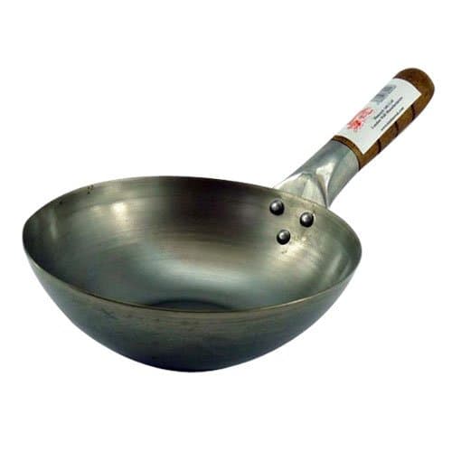 8" Carbon Steel Flat Based Wok, 3L, Silver, 8" Diameter, Gas & Induction Compatible, Hand Wash Only