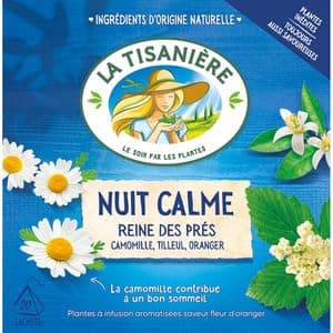 Infusion Nuit Calme 20 Sachets 37.5g (La Tisaniere Calm Night Infusion 20 Sachets 37.5g)