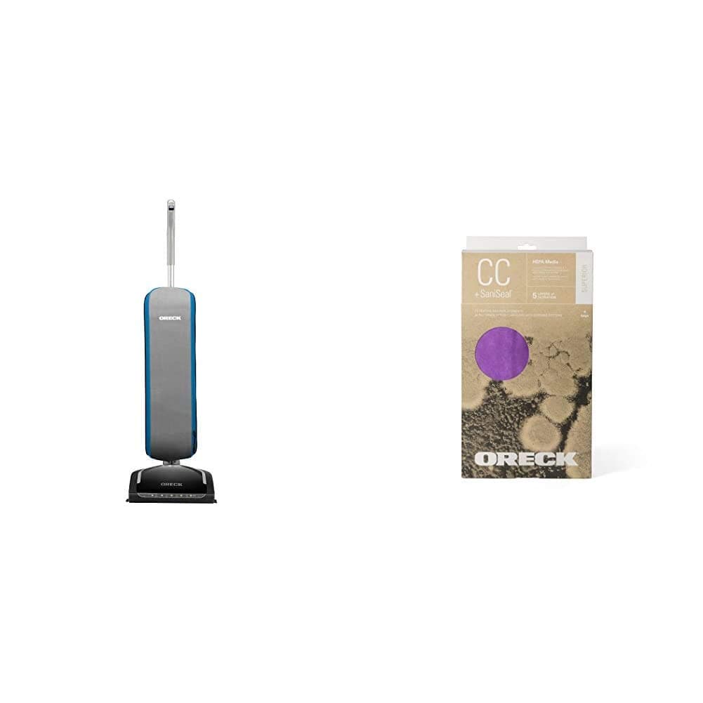 Oreck HEPA Swivel Upright Bagged Vacuum Cleaner for Pets and Home, 35 ft. Power Cord, UK30305PC, Blue Type CC HEPA Upright Vacuum Cleaner Bag, AK1CC6H, 6-Pack, 6 Pack, Purple, 6 Count