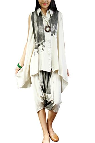 ChenJia Original Design Irregular Clothing Set Casual Shirt Harem Pants